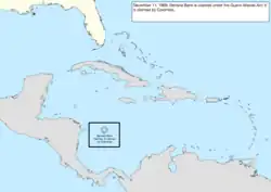 Map of the change to the United States in the Caribbean Sea on December 11, 1868