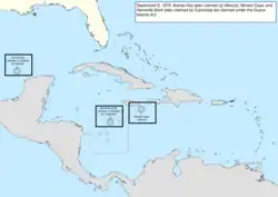 Map of the change to the United States in the Caribbean Sea on September 8, 1879
