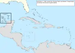 Map of the change to the United States in the Caribbean Sea on November 17, 1894