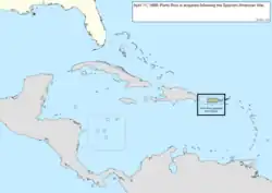 Map of the change to the United States in the Caribbean Sea on April 11, 1899