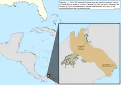 Map of the change to the United States in the Caribbean Sea on February 11, 1915