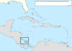 Map of the change to the United States in the Caribbean Sea on June 22, 1916
