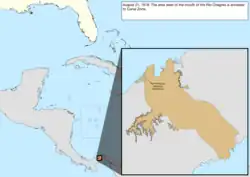 Map of the change to the United States in the Caribbean Sea on August 21, 1918
