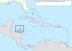 Map of the change to the United States in the Caribbean Sea on November 15, 1923