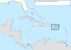 Map of the change to the United States in the Caribbean Sea on May 17, 1932