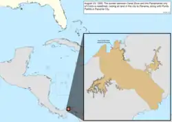 Map of the change to the United States in the Caribbean Sea on August 23, 1955