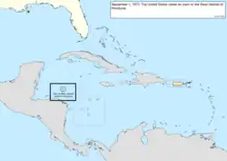 Map of the change to the United States in the Caribbean Sea on September 1, 1972