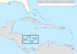Map of the change to the United States in the Caribbean Sea on September 17, 1981