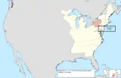 Map of the change to the United States in central North America on September 27, 1777