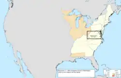 Map of the change to the United States in central North America on November 17, 1800