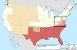 Map of the change to the United States in central North America on August 5, 1863