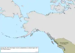 Map of the change to the United States in northwest North America on January 30, 1819