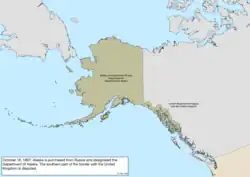 Map of the change to the United States in northwest North America on October 18, 1867