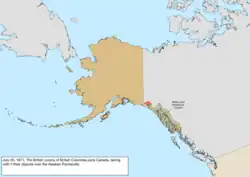 Map of the change to the United States in northwest North America on July 20, 1871