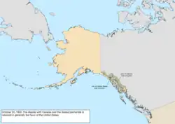 Map of the change to the United States in northwest North America on October 20, 1903