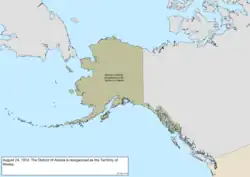 Map of the change to the United States in northwest North America on August 24, 1912