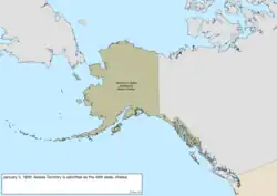 Map of the change to the United States in northwest North America on January 3, 1959