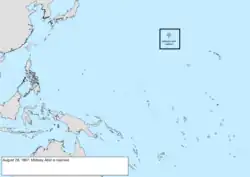 Map of the change to the United States in the Pacific Ocean on August 28, 1867
