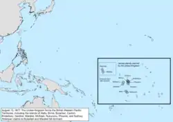 Map of the change to the United States in the Pacific Ocean on August 13, 1877