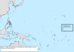 Map of the change to the United States in the Pacific Ocean on March 15, 1888