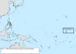 Map of the change to the United States in the Pacific Ocean on March 17, 1888