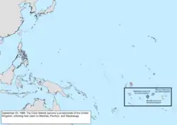 Map of the change to the United States in the Pacific Ocean on September 20, 1888