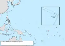 Map of the change to the United States in the Pacific Ocean on August 12, 1898