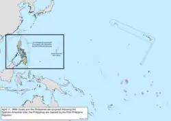 Map of the change to the United States in the Pacific Ocean on April 11, 1899