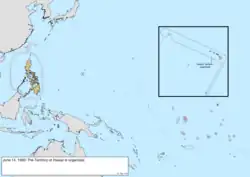 Map of the change to the United States in the Pacific Ocean on June 14, 1900