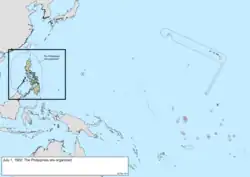 Map of the change to the United States in the Pacific Ocean on July 1, 1902