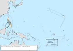Map of the change to the United States in the Pacific Ocean on March 4, 1925