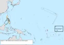 Map of the change to the United States in the Pacific Ocean on August 17, 1936