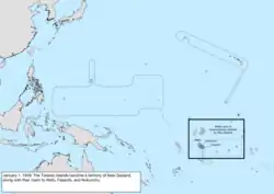 Map of the change to the United States in the Pacific Ocean on January 1, 1949