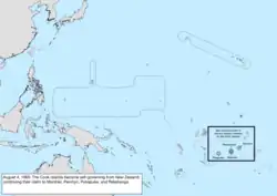 Map of the change to the United States in the Pacific Ocean on August 4, 1965