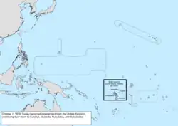 Map of the change to the United States in the Pacific Ocean on October 1, 1978
