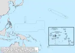 Map of the change to the United States in the Pacific Ocean on July 12, 1979