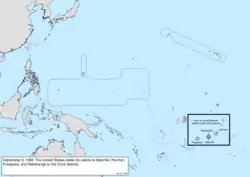 Map of the change to the United States in the Pacific Ocean on September 8, 1983