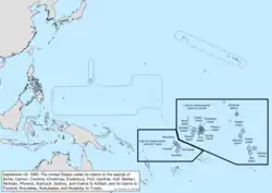 Map of the change to the United States in the Pacific Ocean on September 23, 1983