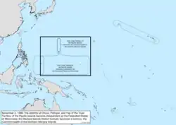 Map of the change to the United States in the Pacific Ocean on November 3, 1986