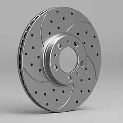 Ventilated Curve Drilled & Slotted Brake Rotor CAD Model