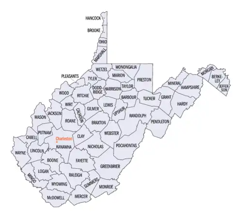 West Virginia counties (clickable map)