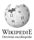 Wikipedia logo displaying the name "Wikipedia" and its slogan: "The Free Encyclopedia" below it, in Czech