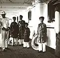Young crown prince Vĩnh Thụy (right) boarding the Azay-le-Rideau steamer bound for Marseille to attend colonial exhibition in France, 1922.