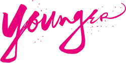 Younger, written as cursive in a pink ink style on a transparent background