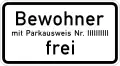 Residents with permit No. ... allowed