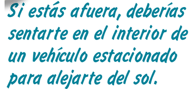 RAY: Si estás afuera, deberías sentarte en el interior de un vehículo estacionado para alejarte del sol. 