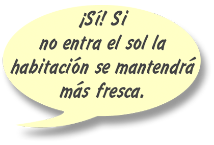 GAYLE: ¡Sí! Si no entra el sol la habitación se mantendrá más fresca. 