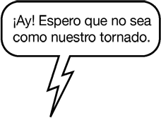 MENSAJE DE TEXTO DE RAINA: ¡Ay! Espero que no sea como nuestro tornado. 
