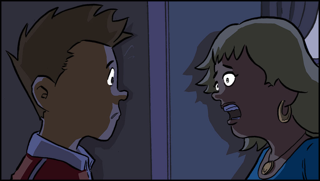 Sonny y su madre hablan en la oscuridad. 