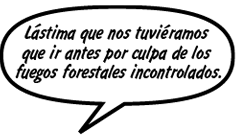 lástima que nos tuviéramos que ir antes por culpa de los fuegos forestales incontrolados.